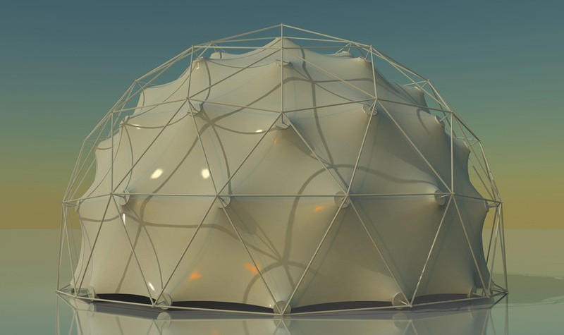 Futuristic tent courtesy of Shutterstock.