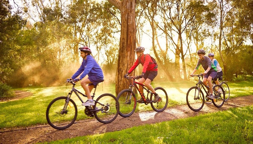 Bicyclists on Melbourne's northern trails.